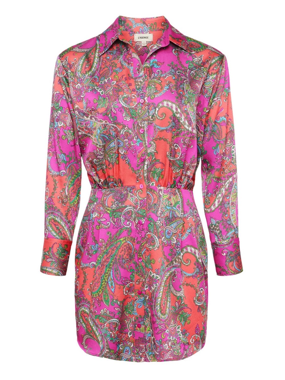 L’AGENCE Rhodamine Pop Paisley Demetria Mini Shirt Dress
